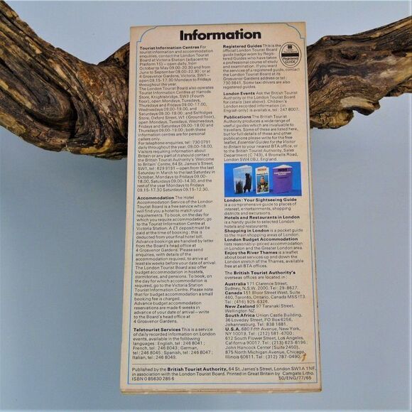 Fold Out London Map Vintage 1977 British Tourist Authority Publication - Picture 3 of 8